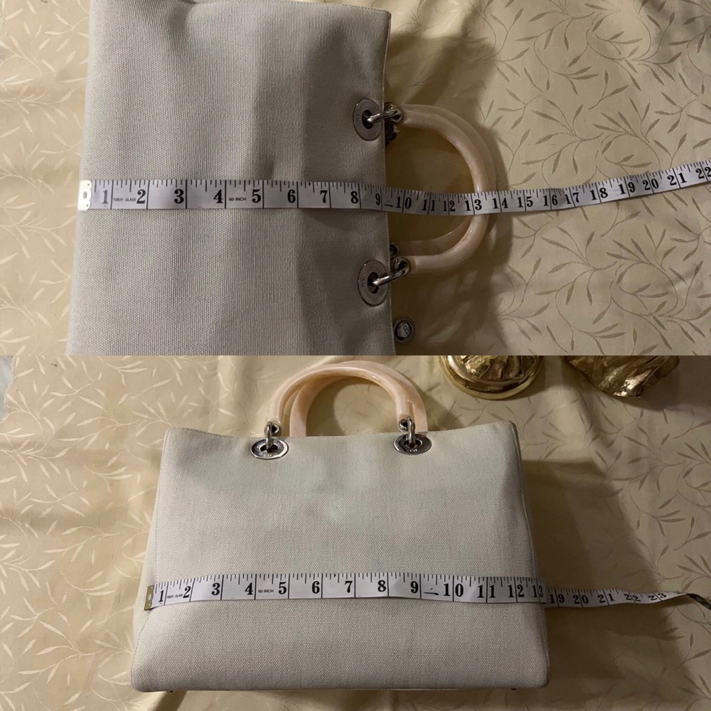 Dior Lady Dior Canvas Satchel Bag with Plastic Handle - Picture 7 of 16